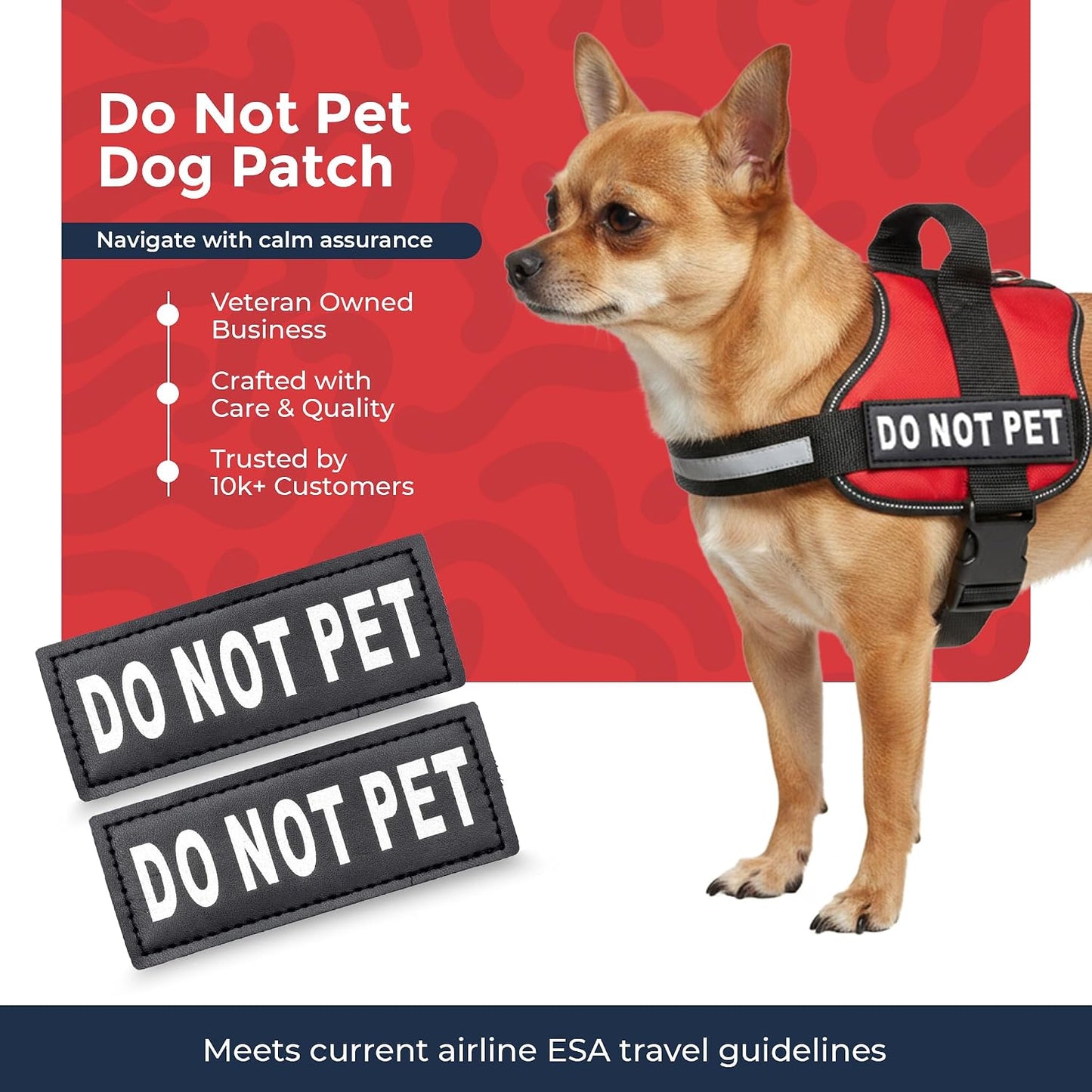 Do Not Pet Patch - Attachable Patches with Hook Backing for Do Not Pet Dog Vest Harness or Collar - Service Dog, Emotional Support, Service Dog in Training, and Therapy Patches