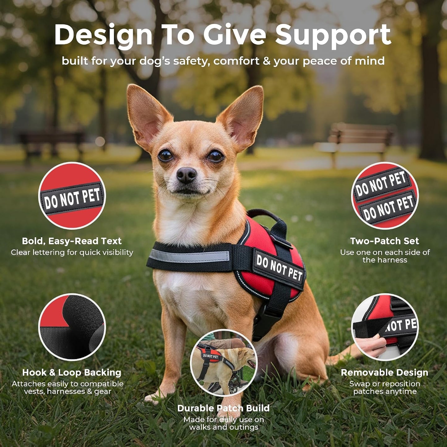 Do Not Pet Patch - Attachable Patches with Hook Backing for Do Not Pet Dog Vest Harness or Collar - Service Dog, Emotional Support, Service Dog in Training, and Therapy Patches