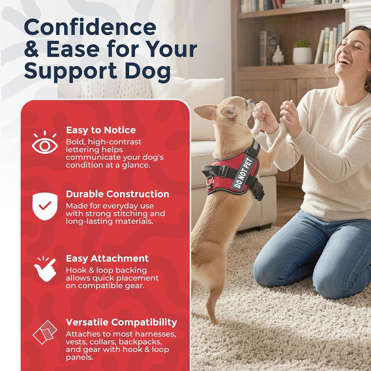 Do Not Pet Patch - Attachable Patches with Hook Backing for Do Not Pet Dog Vest Harness or Collar - Service Dog, Emotional Support, Service Dog in Training, and Therapy Patches