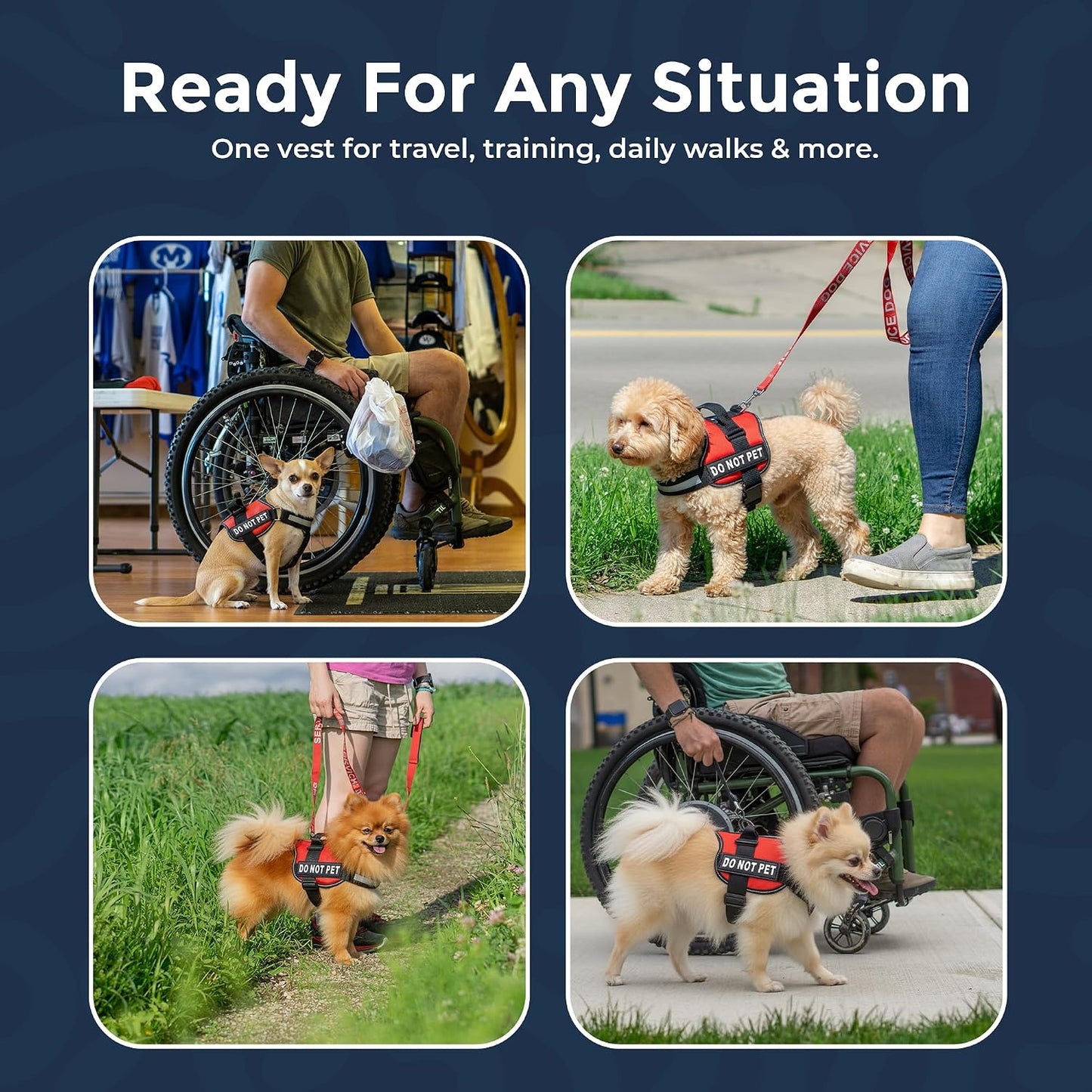 Do Not Pet Patch - Attachable Patches with Hook Backing for Do Not Pet Dog Vest Harness or Collar - Service Dog, Emotional Support, Service Dog in Training, and Therapy Patches